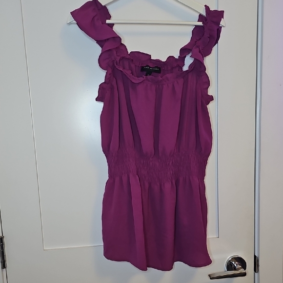 Lane Bryant Magenta Ruffled Blouse - Picture 1 of 7